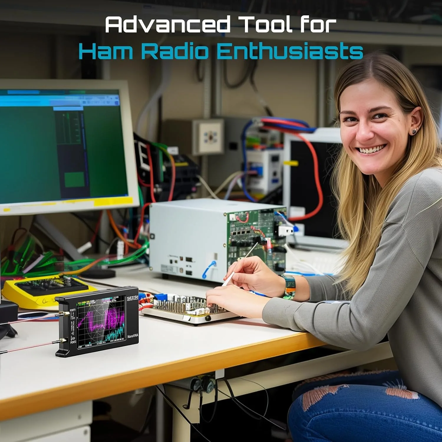 SEESII NanoVNA-H4 Vektor-Netzwerkanalysator mit EVA-Schutzhülle, 4-Zoll-Touchscreen-VNA-Kit, 10 kHz–1,5 GHz, für S-Parameter VSWR – Detail 7