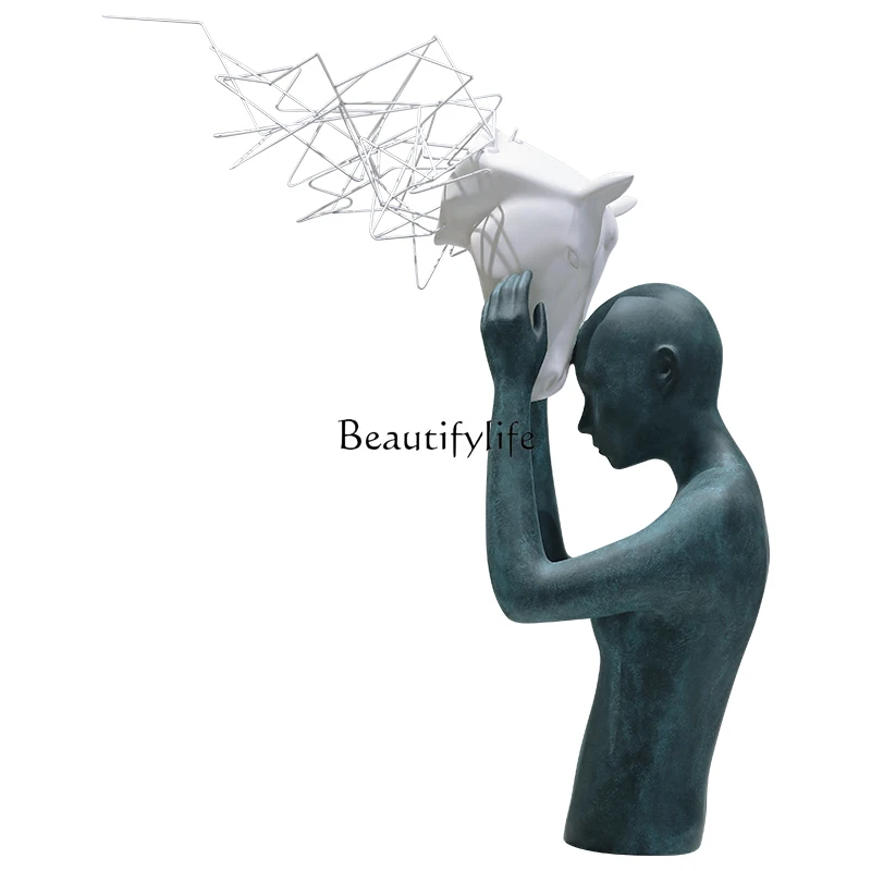 

02Hotel lobby figure sculpture ornament artwork large fall creative decoration