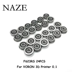 NAZE 10PCS F623-2RS Bearing V0/V0.1 3x10x4mm ABEC-7 Flanged Miniature F623 RS Ball Bearings F623RS For Voron 3D Printer 0/0.1