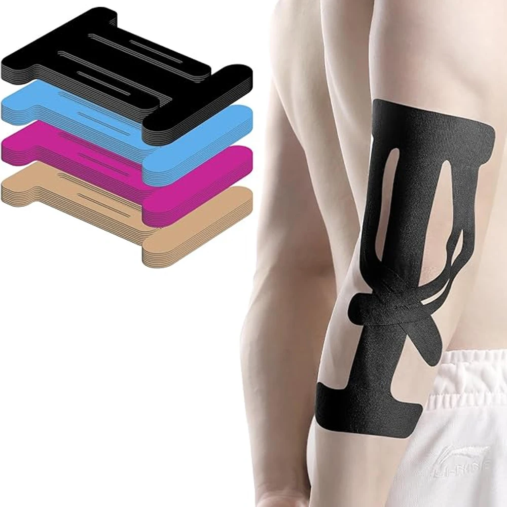 5 Stück vorgeschnittenes Kinesiologie-Tape zur Ellenbogenunterstützung und Schmerzlinderung, stark wasserdicht und atmungsaktiv, latexfreies Sportband