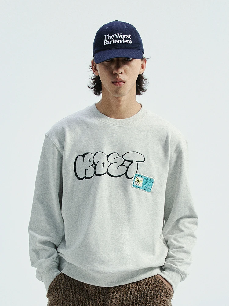 

Randomevent fiti Logo Embroidered round Ne Sweatirt Comfortable Cotton Long Sve ex Casual Sle for Autumn