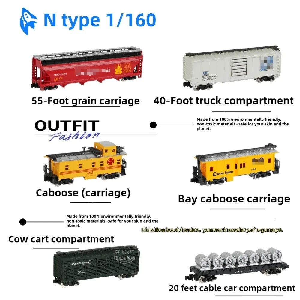 

N-type 1/160 Train Car Model Cargo and Passenger Compartments Multiple Styles Available Train Model Toy Gift for Boys