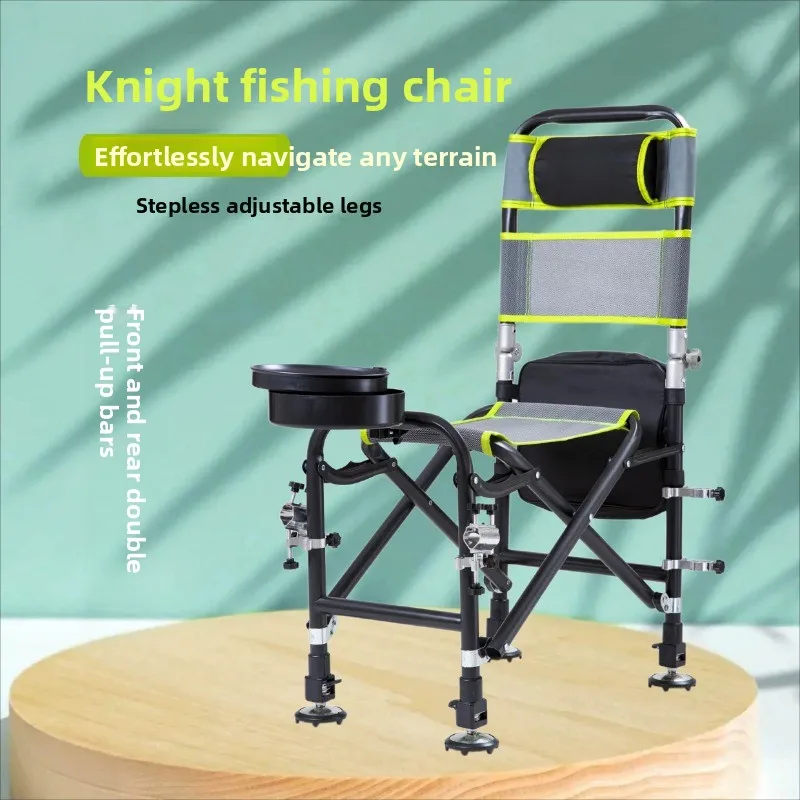 Foldable Aluminum Knight Fishing Chair, Multi-Terrain Adjustable Seat, Portable Outdoor Chair For Angling And Picnic
