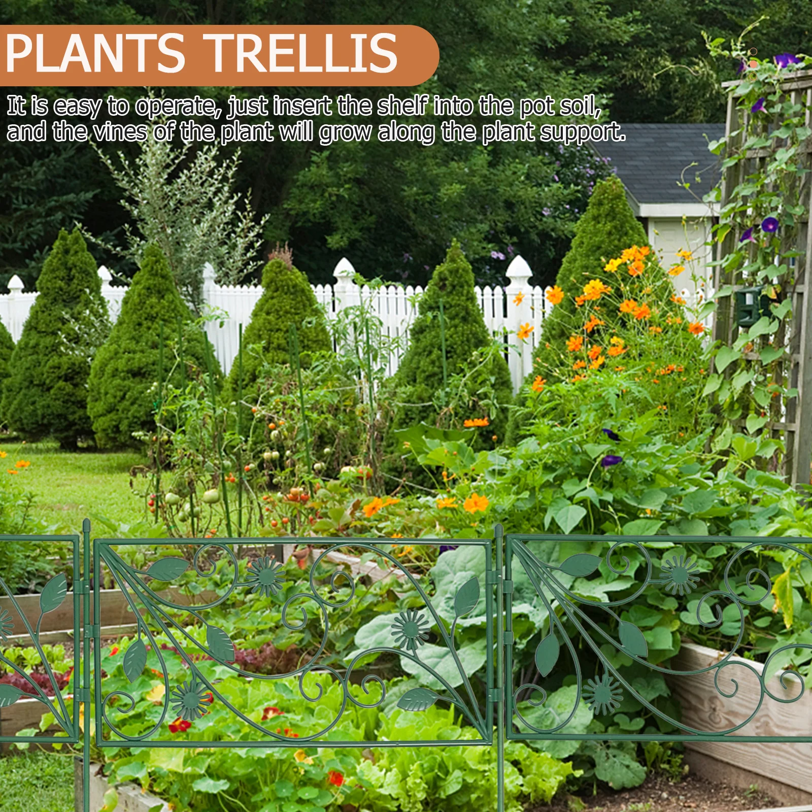 

Decorative Garden Fence Panels 7 Rods 6 Pieces 200cmx30cm Sturdy Climbing St Reusable Plant Trellis for Patio Yard Gardening