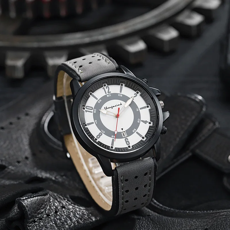 

Модный кожаный ремешок, мужские кварцевые часы, часы с кожаным ремешком, мужские армейские военные кварцевые часы для мужчин, мужские часы