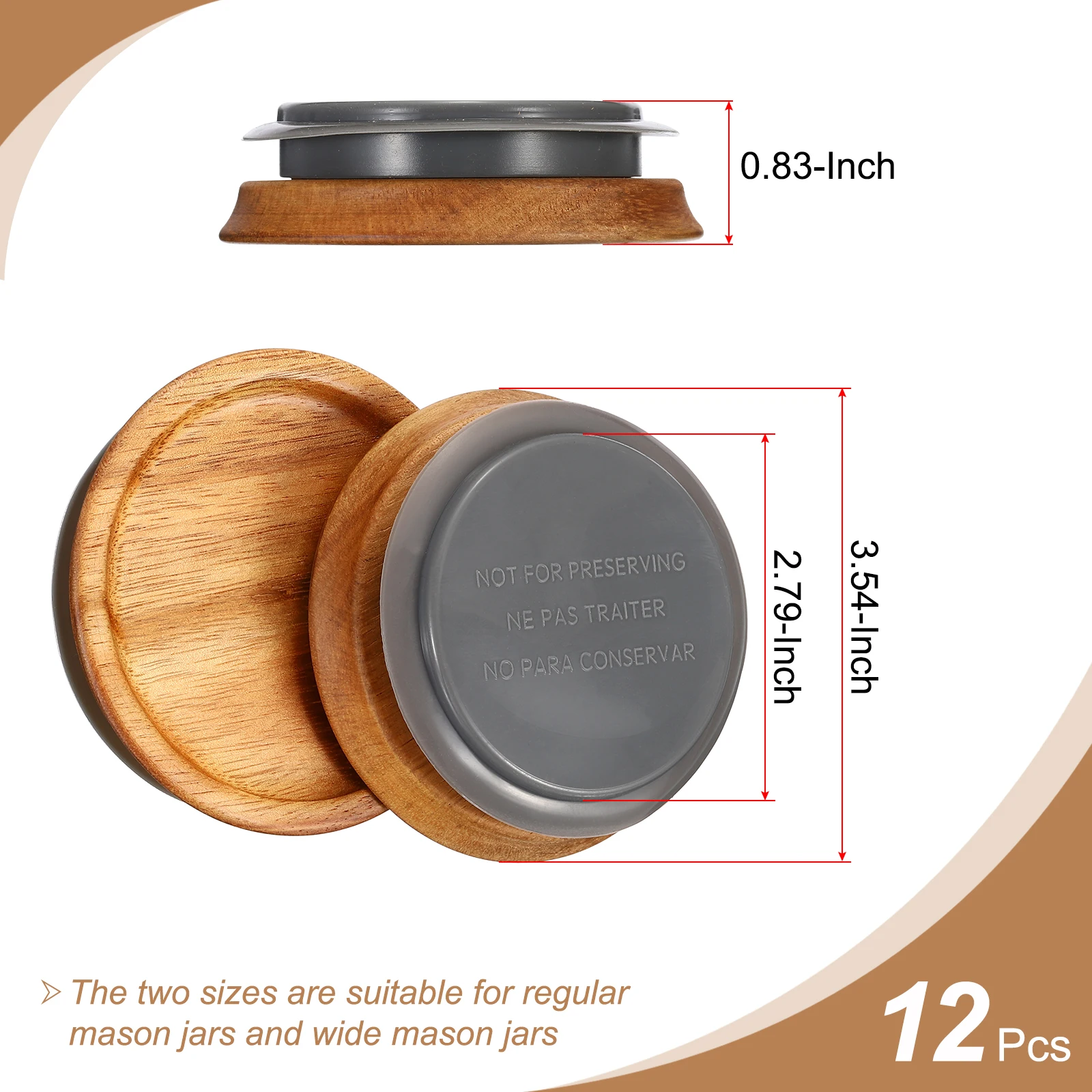 Wide Mouth Mason Jar Lids Wooden Storage Canning Jar Lids Ball Jars  Wooden Lids with Airtight Silicone Seal Ball Wooden Lids