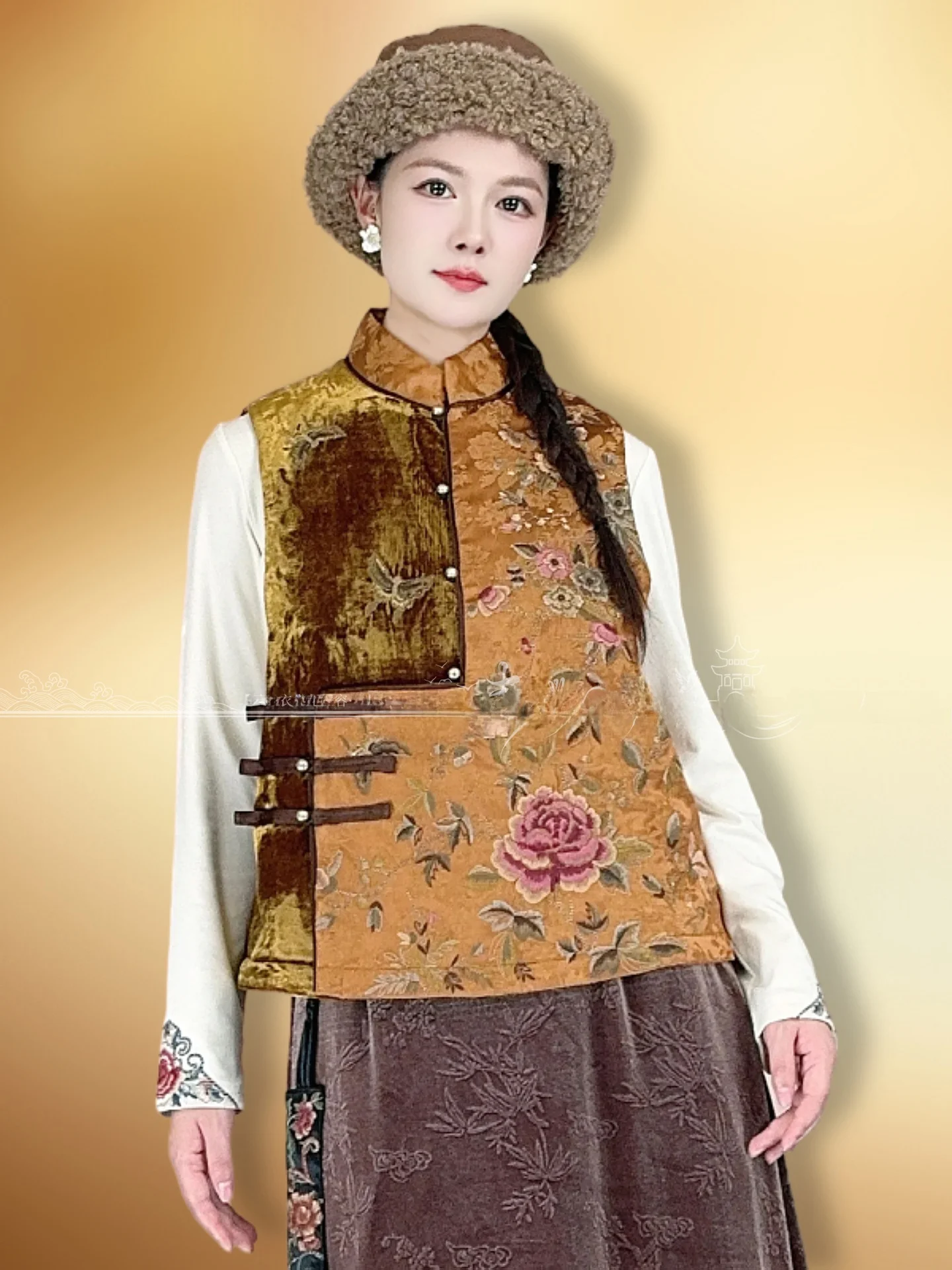 

Новая осенне-зимняя женская куртка-жилет в китайском стиле с тяжелой вышивкой, хлопковая, с воротником-стойкой, на пуговицах, в стиле Пипа