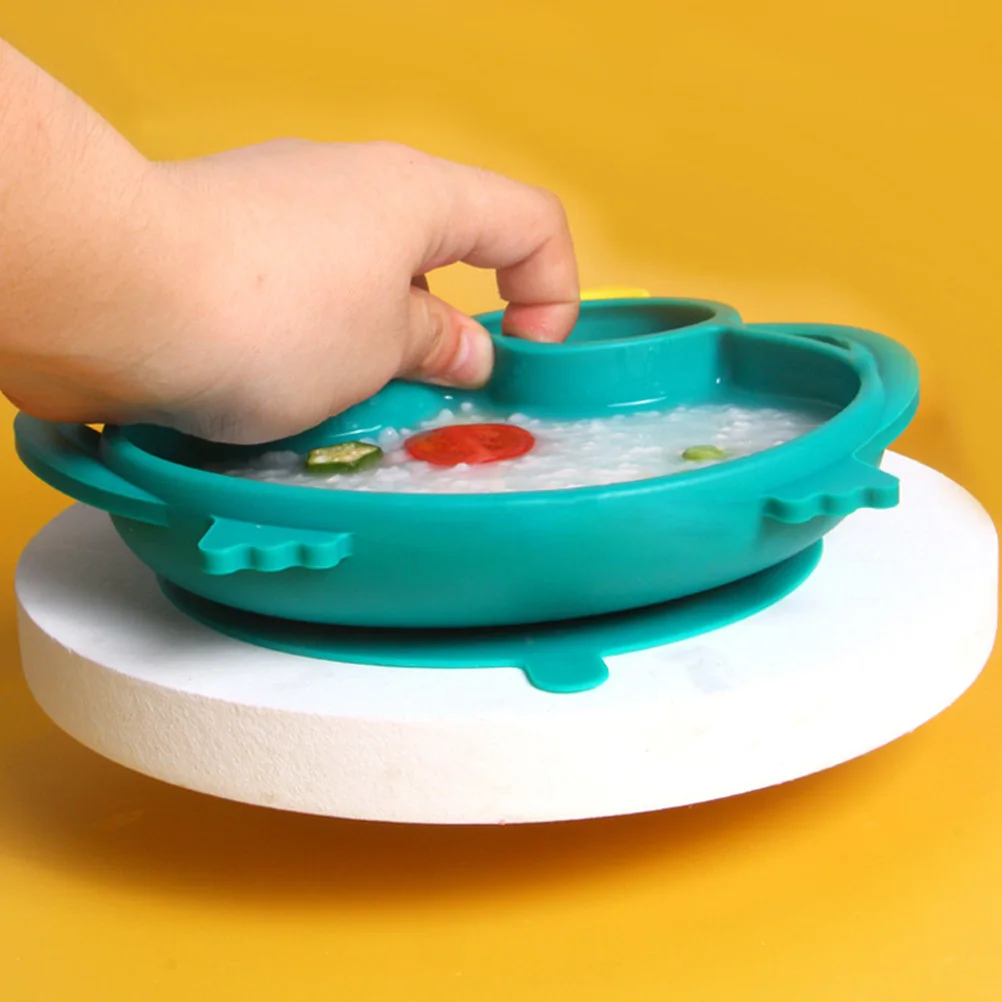 

1 шт., силиконовая тарелка для кормления для малышей, зеленая детская присоска с героями мультфильмов, пищевая силиконовая посуда, микроволновая печь, охлаждение