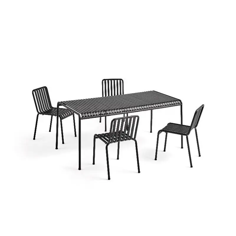 

Outdoor courtyard tables and chairs Balcony leisure table Milk tea shop bench roof outdoor black tables and chairs