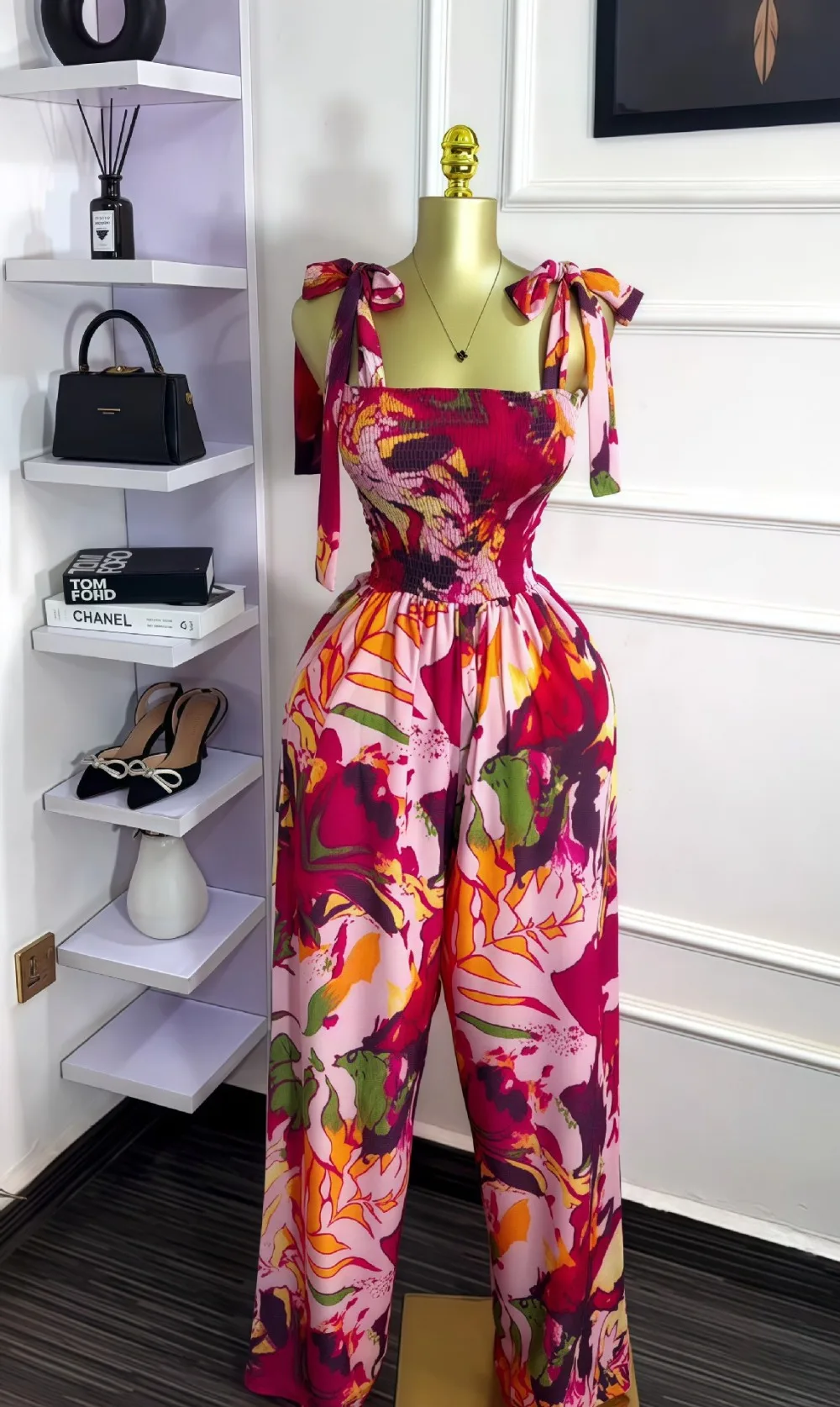 Frauen Ärmellose Bowknot Spitze-up Liebsten Taille Cinching Lange Gedruckt Overall Sommer Strand Boho Urlaub Ein Stück Anzug Strampler