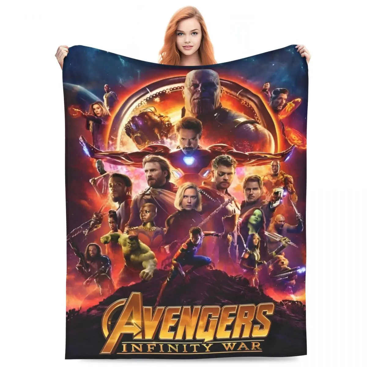 Avengers Marvel Assemble Flannel Blanket Super Soft Throw Blanket for Home Decor Airplane Travel Funny Bedspread Sofa Bed Cover