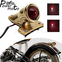 Motorcycle 12V LED Rear Red Polished Tail Light Brake Stop Lamp License Plate For Harley Bike Bobber Chopper Custom BMW Honda
