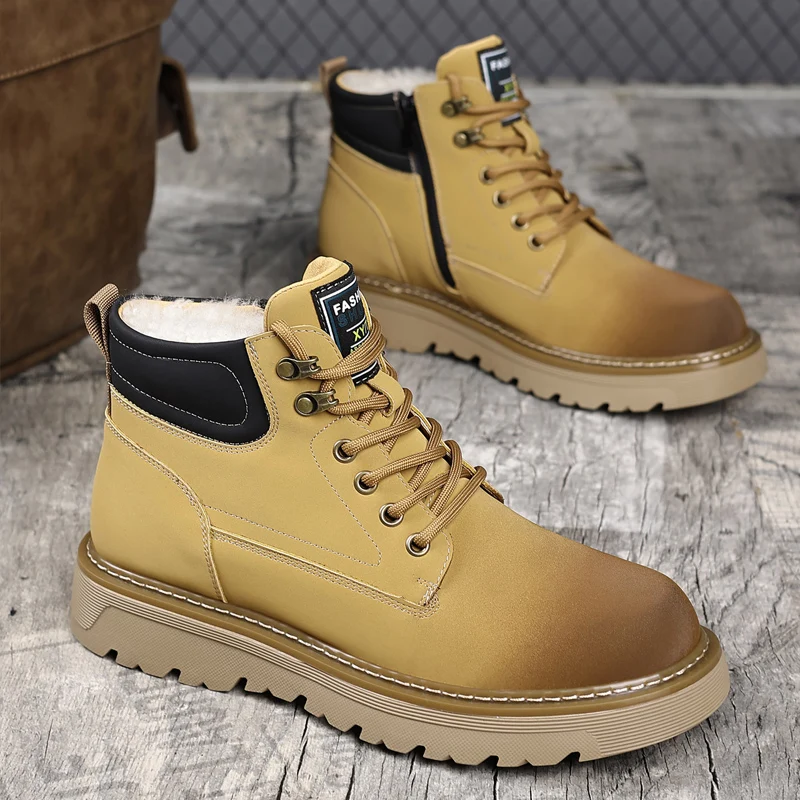 

British Style Boots for Men 2025 New Autumn and Winter Thick-Soled Height-Increasing Retro High-Top Work Boots