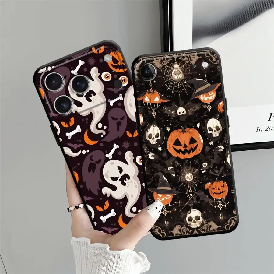حافظة لهاتف آيفون 7 8 12 14 X XS XR 17Air 11 SE 17 16 Pro Max 13 Mini 15 Plus غطاء هاتف خلفي ناعم Monster Halloween Ghosts Cool