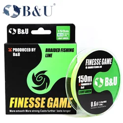 B&U Micro Fishing Lines Saltwater Long Casting Fishing 4 Strands Braided PE Japan Monofilament Fishing Line Set Leader Line