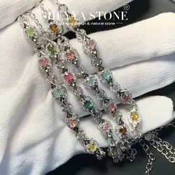 HEYYA STONE Natural Tourmaline Bracelet Energy Healing Fine Jewelry Stone Gemstone Classic Style Cure Yoga Relief