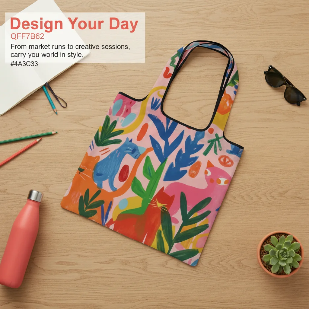 Custom foldable shopping bag，Foldable and customizable pattern logo, waterproof shopping bag, lightweight and compact for easy