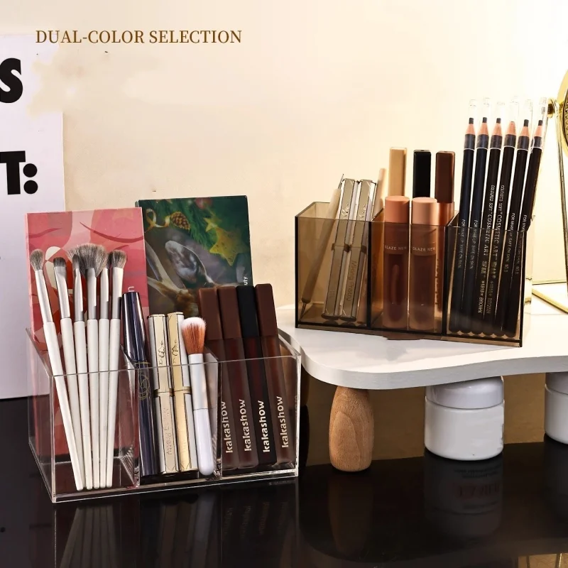 حامل مستحضرات التجميل الشفاف، فرش المكياج، صندوق تخزين الأدوات، حامل فرشاة المكياج، منظم الطاولة، أداة المكياج