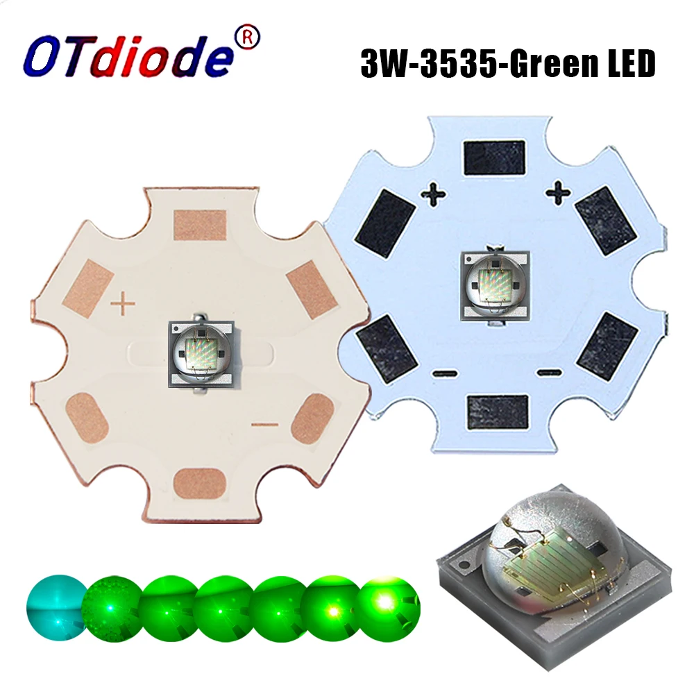

5-10pcs 3535 3W LED Green Chip SMD Cyan 500-510nm 520-525nm 530-535nm 540-545nm 550-555nm Yellow green 565nm Ceramic Lamp Bead