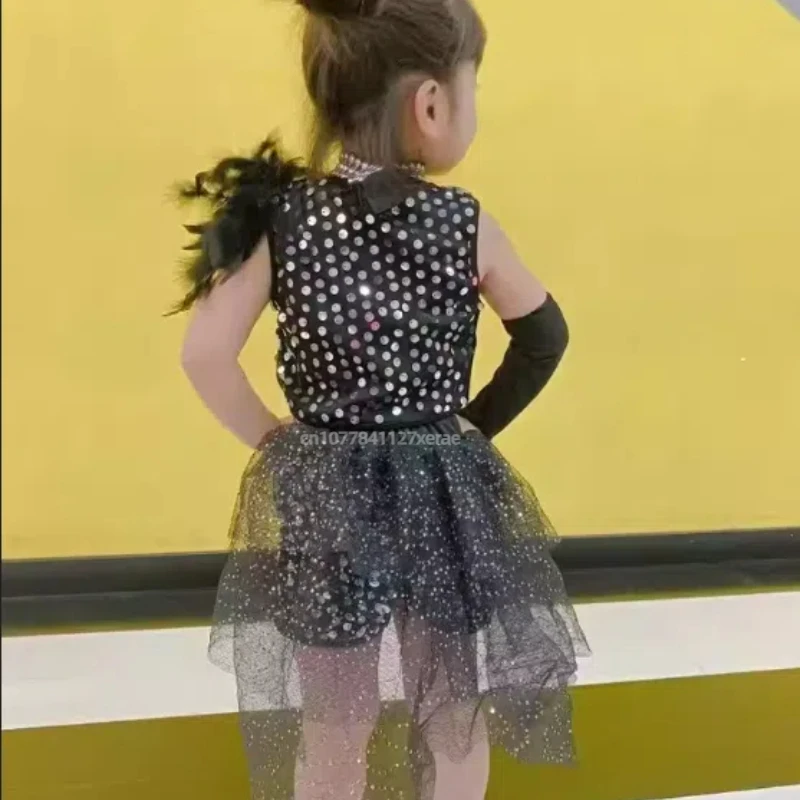 Children's Jazz Dance Performance Costume Sequin Princess Jazz Dance Fluffy Skirt Dance Performance Costume Complete Set