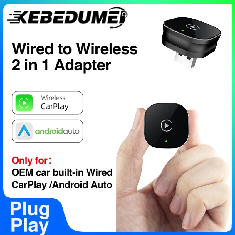 

2 in 1 Mini Wired to Wireless CarPlay and Android Auto Adapter Plug And Play WiFi Fast Connect For Havel Kia Volvo Audi MG VW