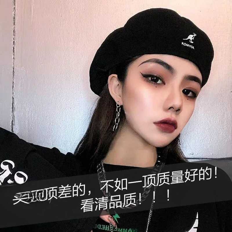 الكنغر قبعة بيريه المرأة الرجعية البريطانية الكورية العصرية الرسام قبعة الصيف الربيع الحيوان نمط التطريز تنوعا قبعة الموضة #4