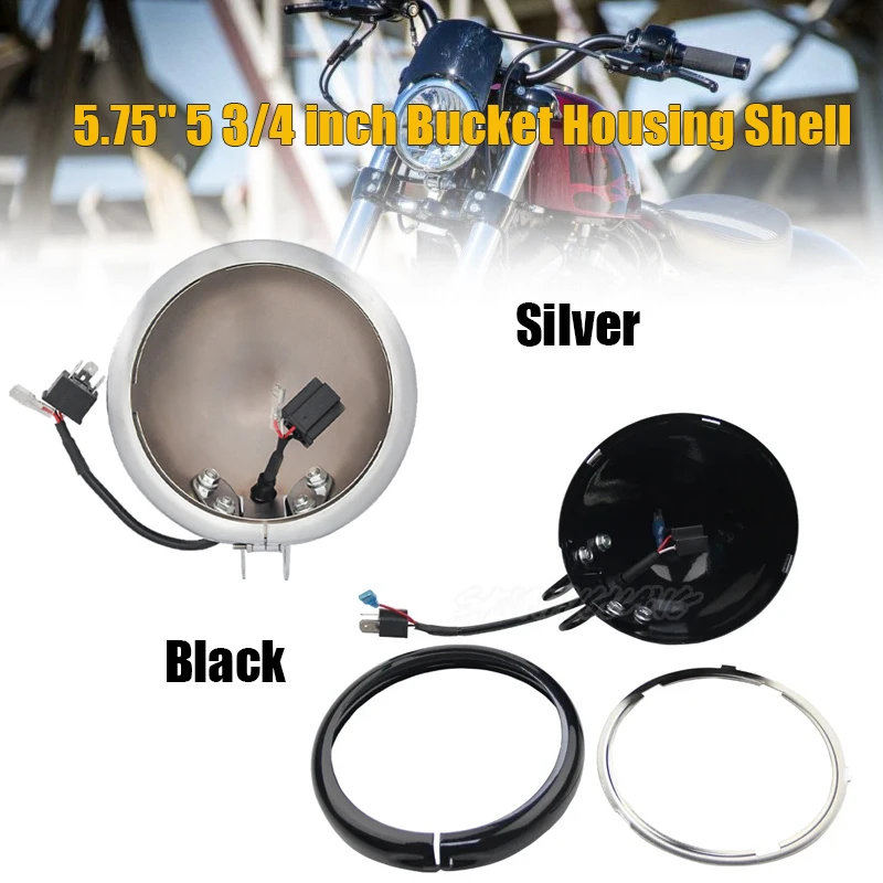 

5,75-дюймовый мотоциклетный светодиодный корпус фары, ведро 5 3/4 дюйма, держатель, крепление на кольцо, 1 шт. для FXD Sportster