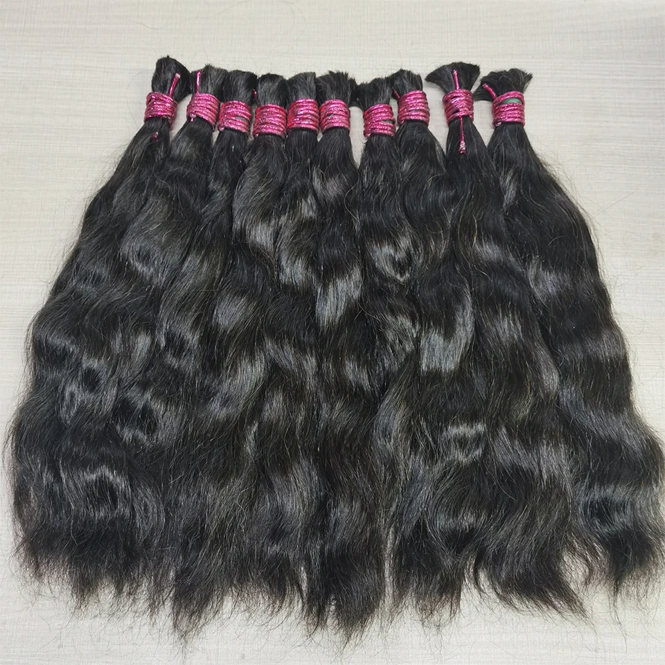 Human Hair Bulk Unprocessed India 10A Hair Bundles Extensions Peruvian Brazil human hair Real Remy Beauty Virgin Black Straight