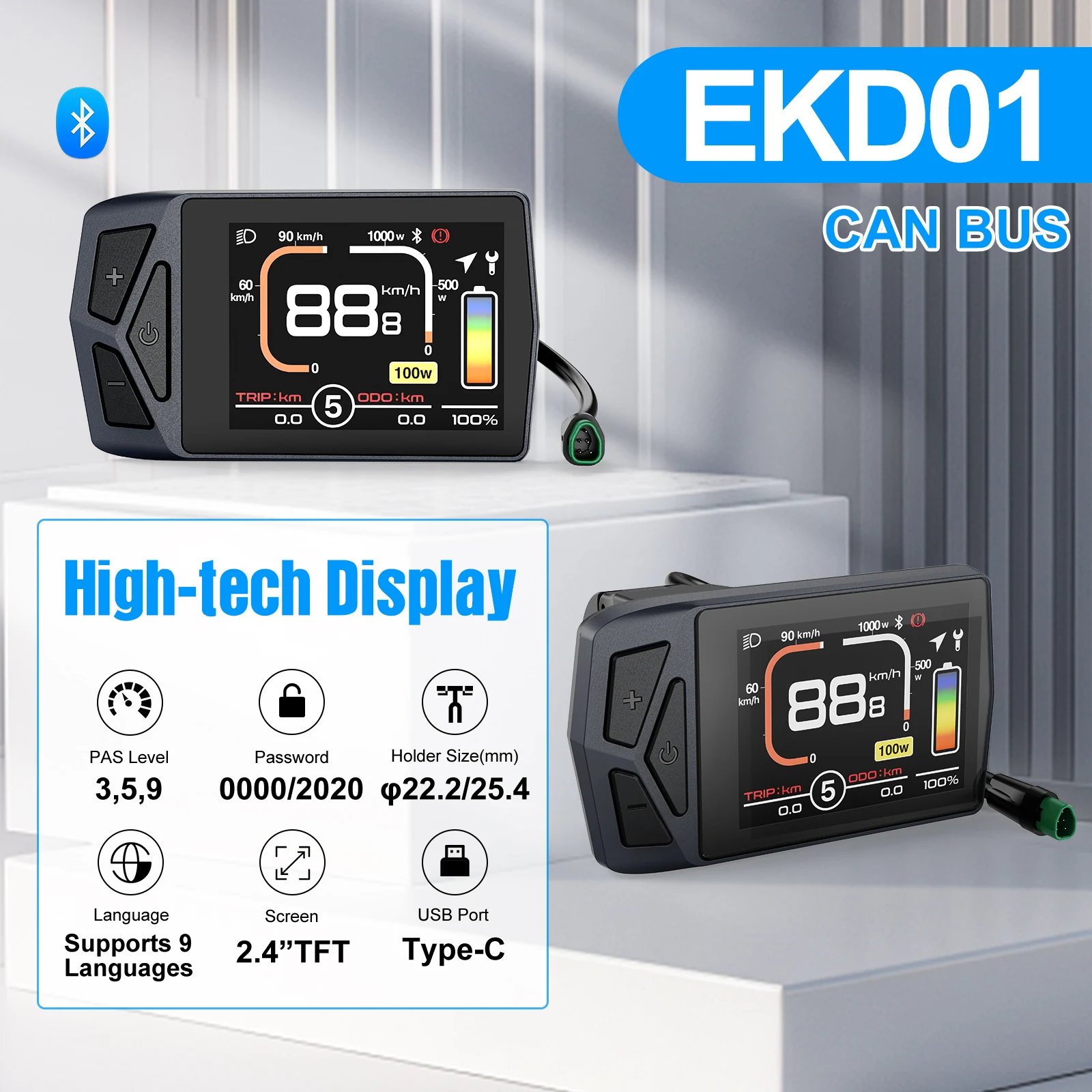 BAFANG KAN Display Elektrische Fietscomputer DPC010 VD618 EKD01 Bluetooth Bafang KAN BUS Protocol Motoren 5Pin Mannelijke Ebike Conversie