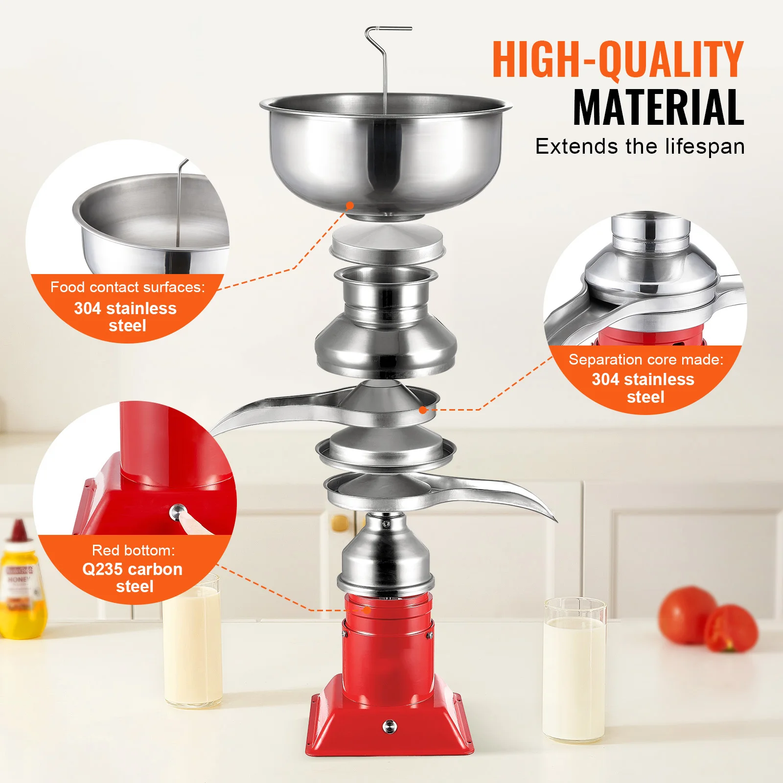 SucceBuy 304 الفولاذ المقاوم للصدأ فواصل كريم كهربائي 100L/H الناتج 10500 دورة في الدقيقة فاصل حليب الماعز 30 واط 5L قدرة السلطانية 100-240 فولت #2