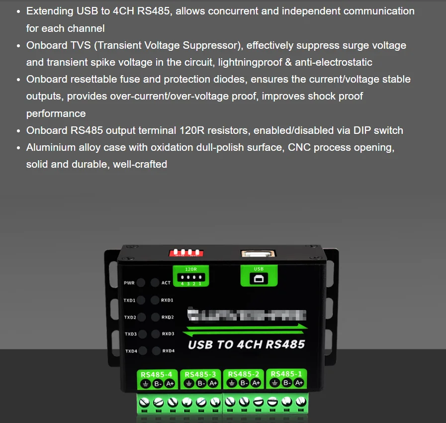 USB zu 4ch RS485 Konverter modul industrielle universelle serielle Kommunikation – Detail 2