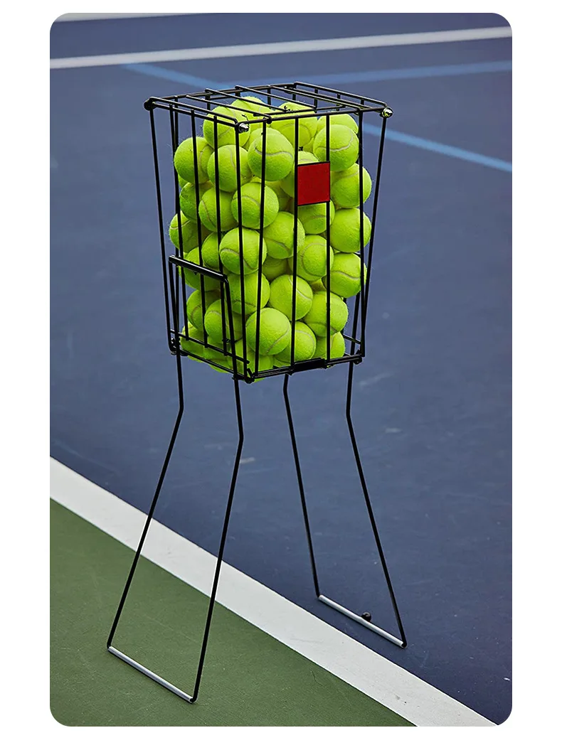سلة كرة تنس قابلة للطي عالية الجودة مع عجلات لالتقاط التنس #6