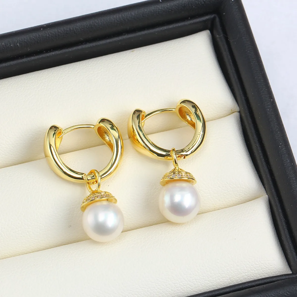 Elegant Women Brass 14K Gold‑Filled Large Pearl Blank Setting Handmade Findings For DIY Hoop Huggie Stud Earring