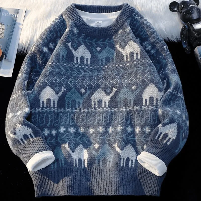Nuovi maglioni autunnali e invernali, maglioni alla moda da uomo, maglieria, larghi, retrò, stile pigro, versatili da indossare all'aperto