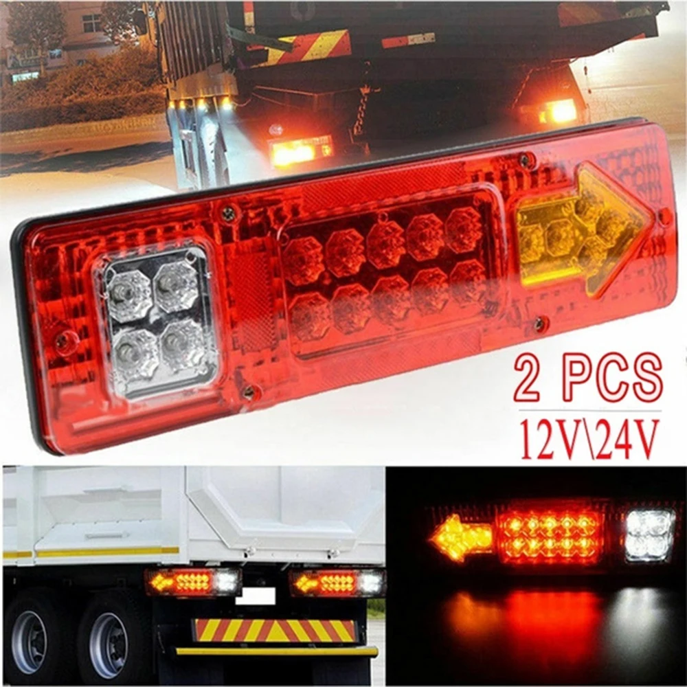 1/2Pcs Tail Light Trailer Car Truck Rear Brake Stop Turn Indicator Lamp 12V/24V 19 LED
