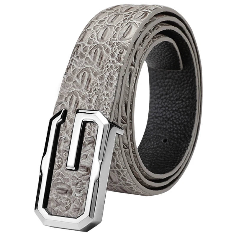 High Quality Fashion g Belt Luxury Men\'s Designer Leather Belt Classic Grey Shoulder Straps Gentleman Casual Leather Belt