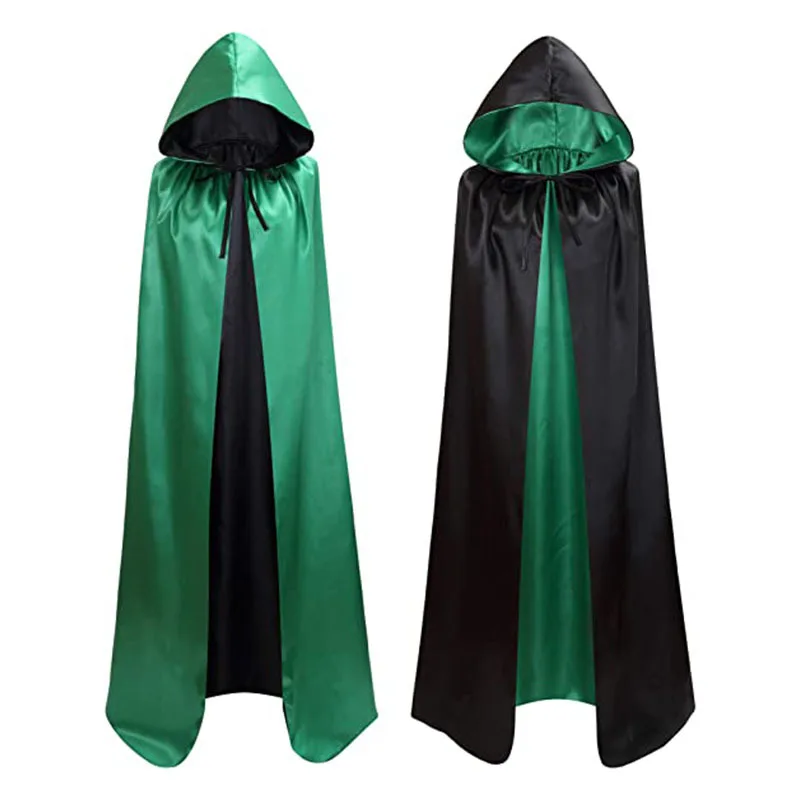 Halloween Kostuum Jas Vampier Cosplay Kostuum Lange Mantel Unisex Volwassen Mannen Vrouwen Kind Zwarte Cape Cape Carnaval Feest Verkleden