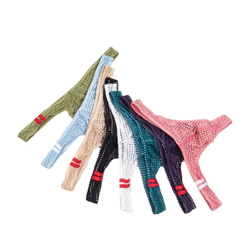 8PCS Men Thongs Summer G-String Breathable Underwear U Convex Bikini T-Back Slip Underpants Calzoncillos Jockstrap