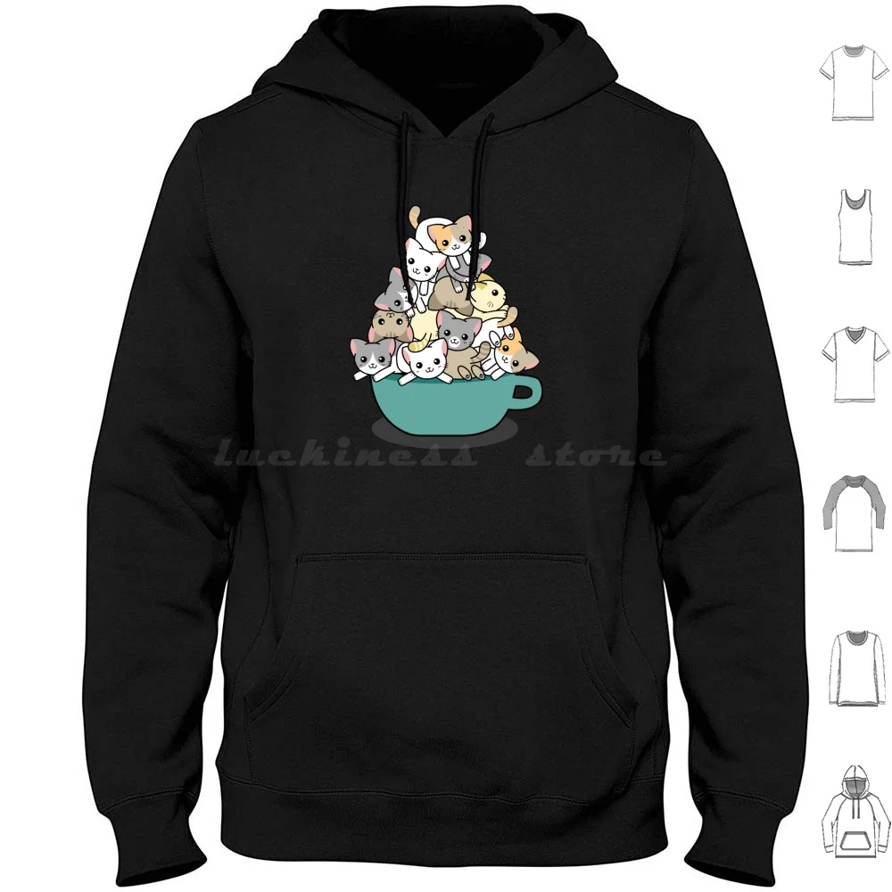 My Cup Of Tea Hoodie Cotton Long Sleeve Cats Love Cats Crazy Cat Lady Cat Man Pets Animals Save Cats Save Animals Cute Kitties