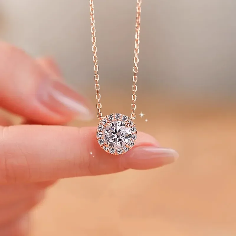 1ct D Color Real Moissanite Necklaces Elegant Jewelry for Women S925 Sterling Silver Diamond Test Past 18k Pendant Necklace Gift