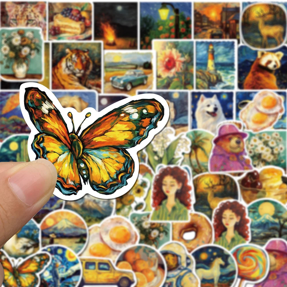 10/30/50 個レトロ油絵漫画ステッカー美的アートデカール DIY ノートブックスケートボードラップトップ防水落書きステッカー