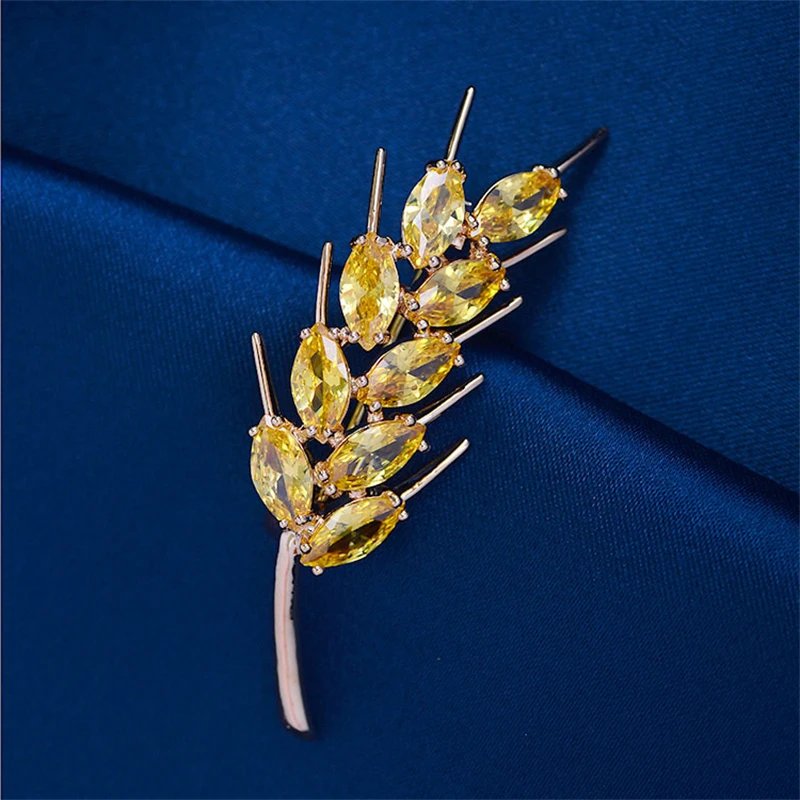 

Luxury Gold Color Crystal Wheat Ear Brooches Women Men's Flower Weddings Party Jewelry Casual Brooch Pins Gifts