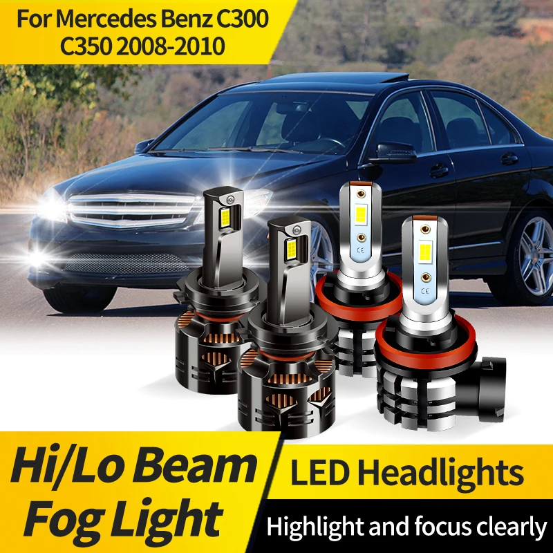 

2PCS LED Headlight H7 H11 High Low Beam Fog Lamp For Mercedes Benz C300 C350 2008-2010 Super Bright 6000K White Bulbs for Cars