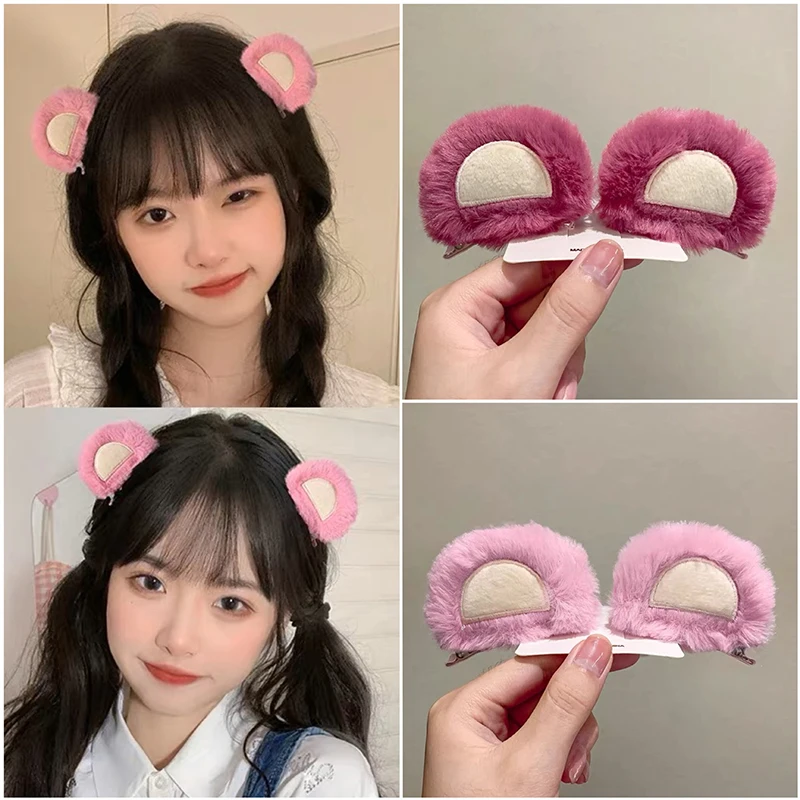 Disney Plush Series Lotso Ears Hairband Girl Cute Strawberry Bear Headband Women Wash Face Hair Accessories Kid Daily Needs Gift