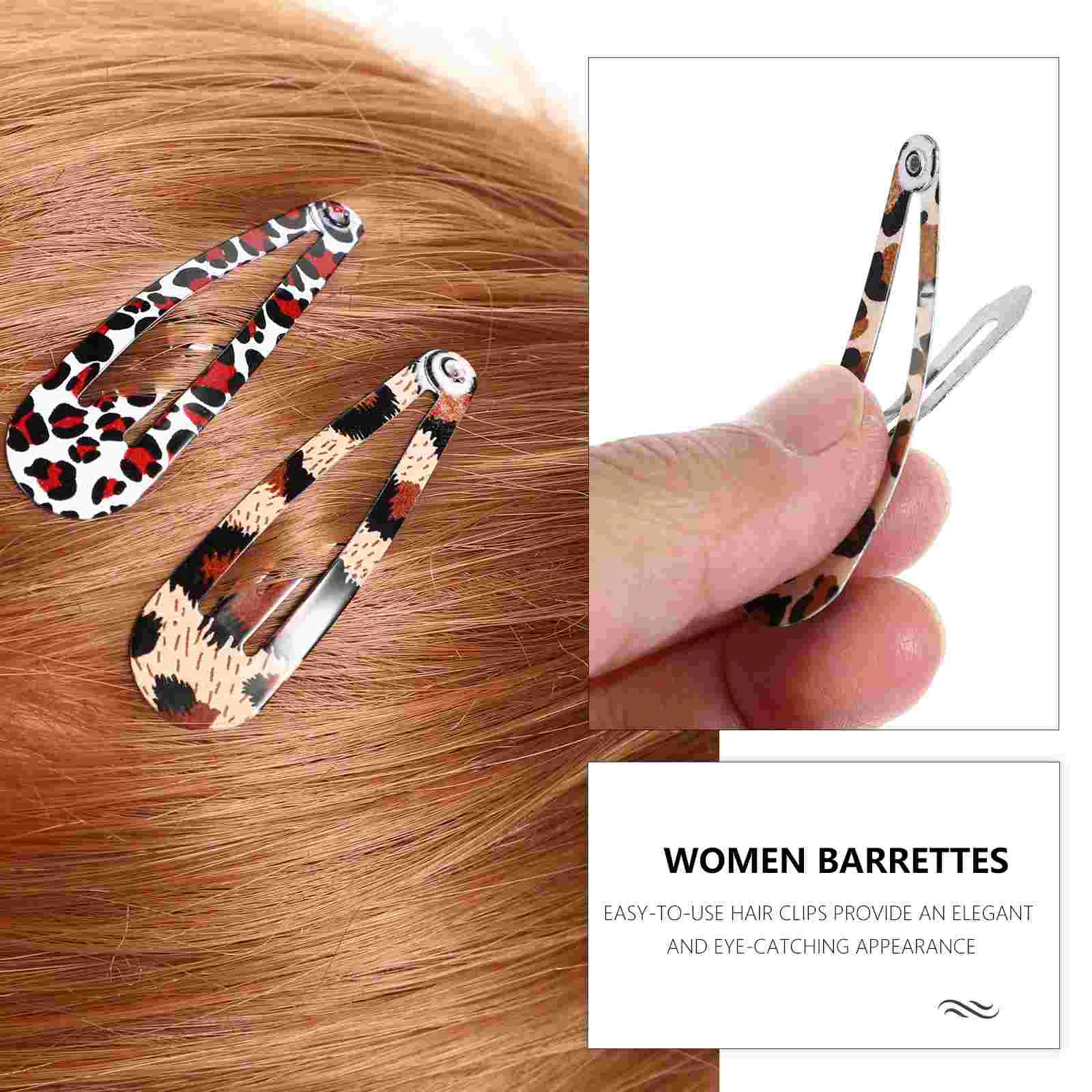 Leopard Hair Pin Snap Clip Hairpin Hairgrips Women Button Alloy Accessories Women's Barrettes