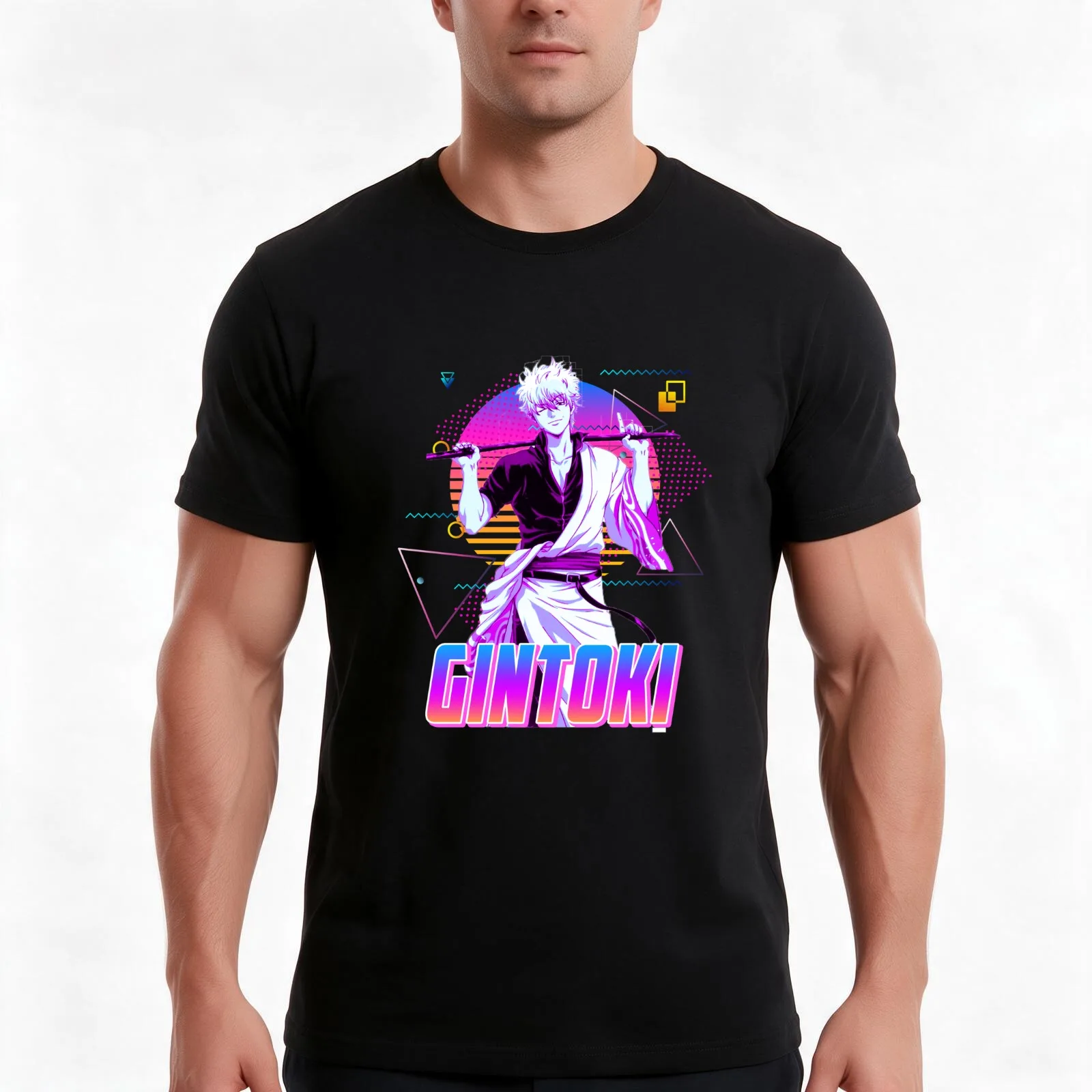 Gintoki Sakata - Retro Art T-Shirt Summer Casual Cotton Tee Oversized Streetwear Tops Vintage Graphic Print Unisex Men Women