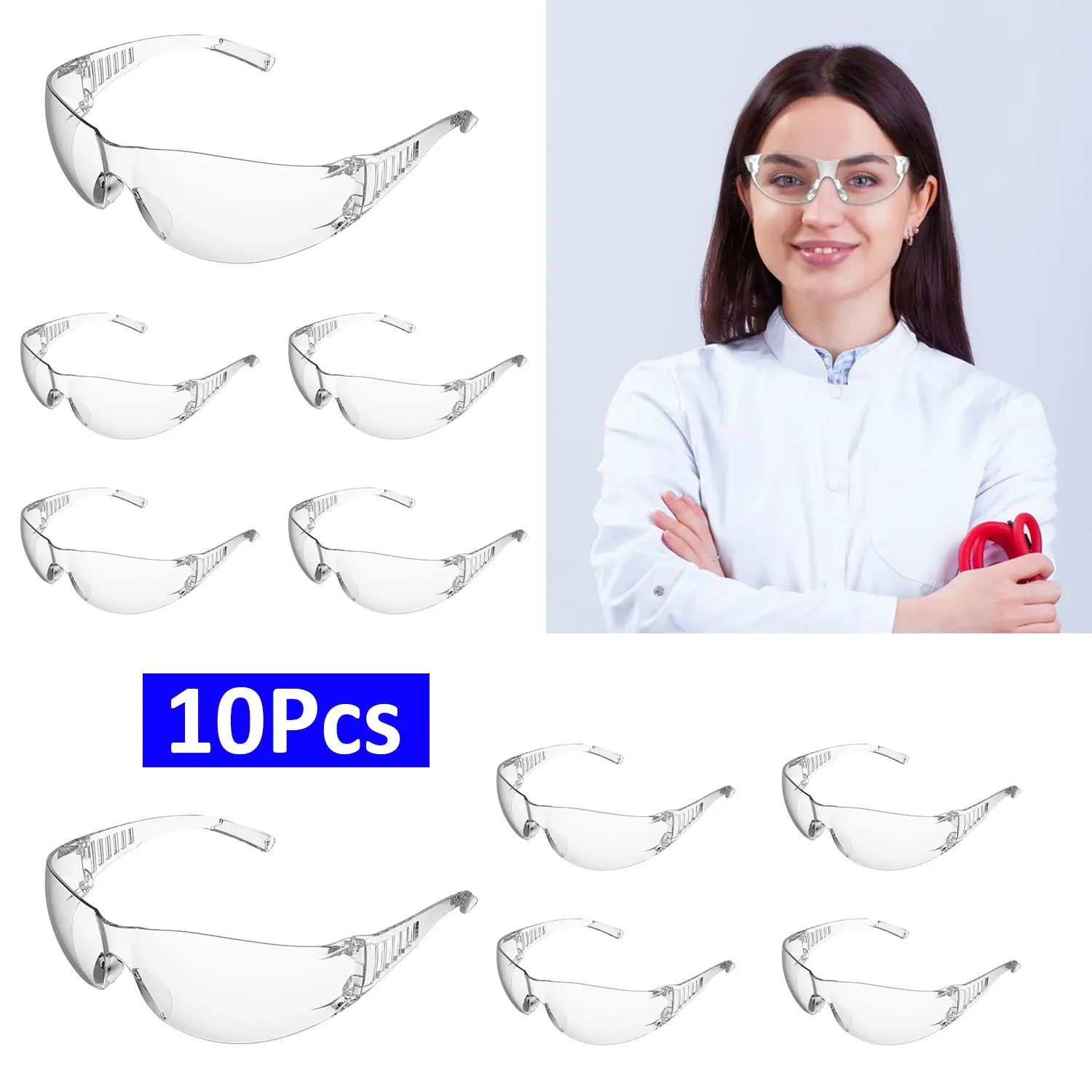 Hot-Selling Eye Protection Safety Glasses Protective Lightweight Goggles Anti-Scratch Impact Resistant Lens Z87 Working 10Pcs