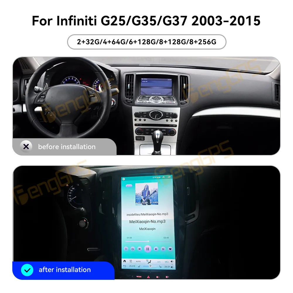 

13.8 Inch Android 14 CarPlay Car Radio For Infiniti G35 2003-2008 G37 2008-2015 AI Touch Screen Multimedia Player GPS Navigation