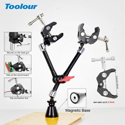 Toolour-abrazadera de soldadura con Base magnética/Clip de mesa, brazos articulados flexibles, Clip PCB mágico para pistola de aire caliente