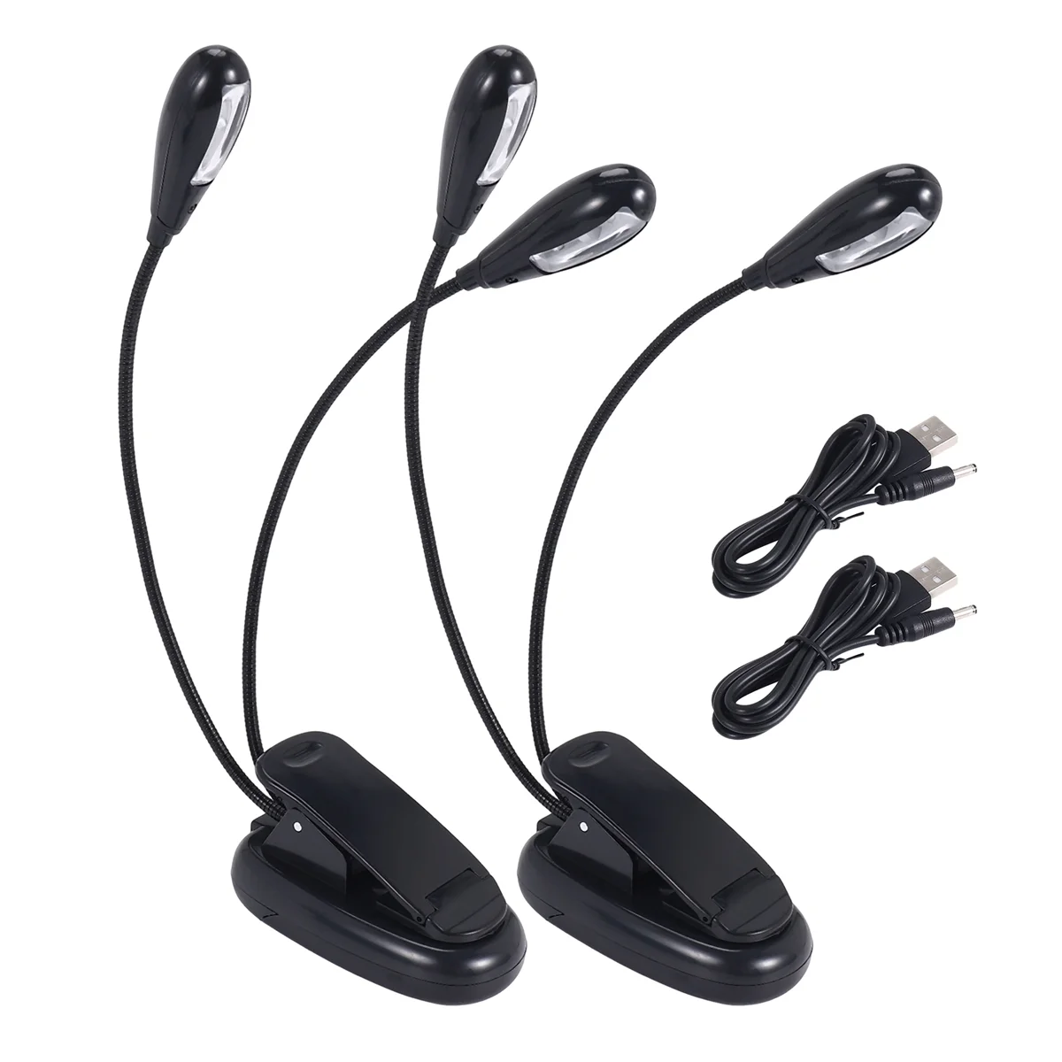 ABLP 2 pezzi leggio clip di luce su luci da libro a LED luci da lettura a doppio braccio per libri nel letto clip regolabile a 360 gradi